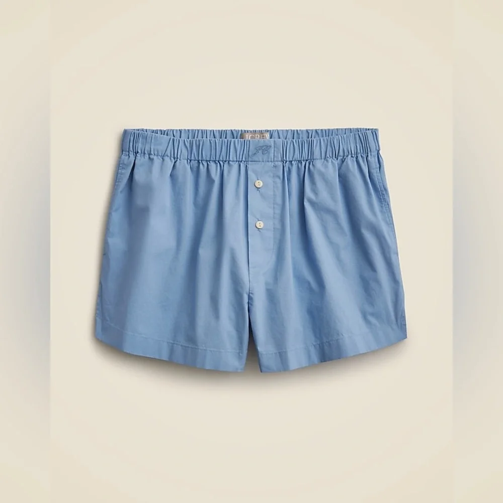 NWT J.Crew Cotton poplin boxer short XS Hydrangea Blue Preppy Casual Classic
